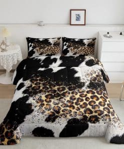 Set de Edredón de Cuero de Vaca Estampado de Leopardo
