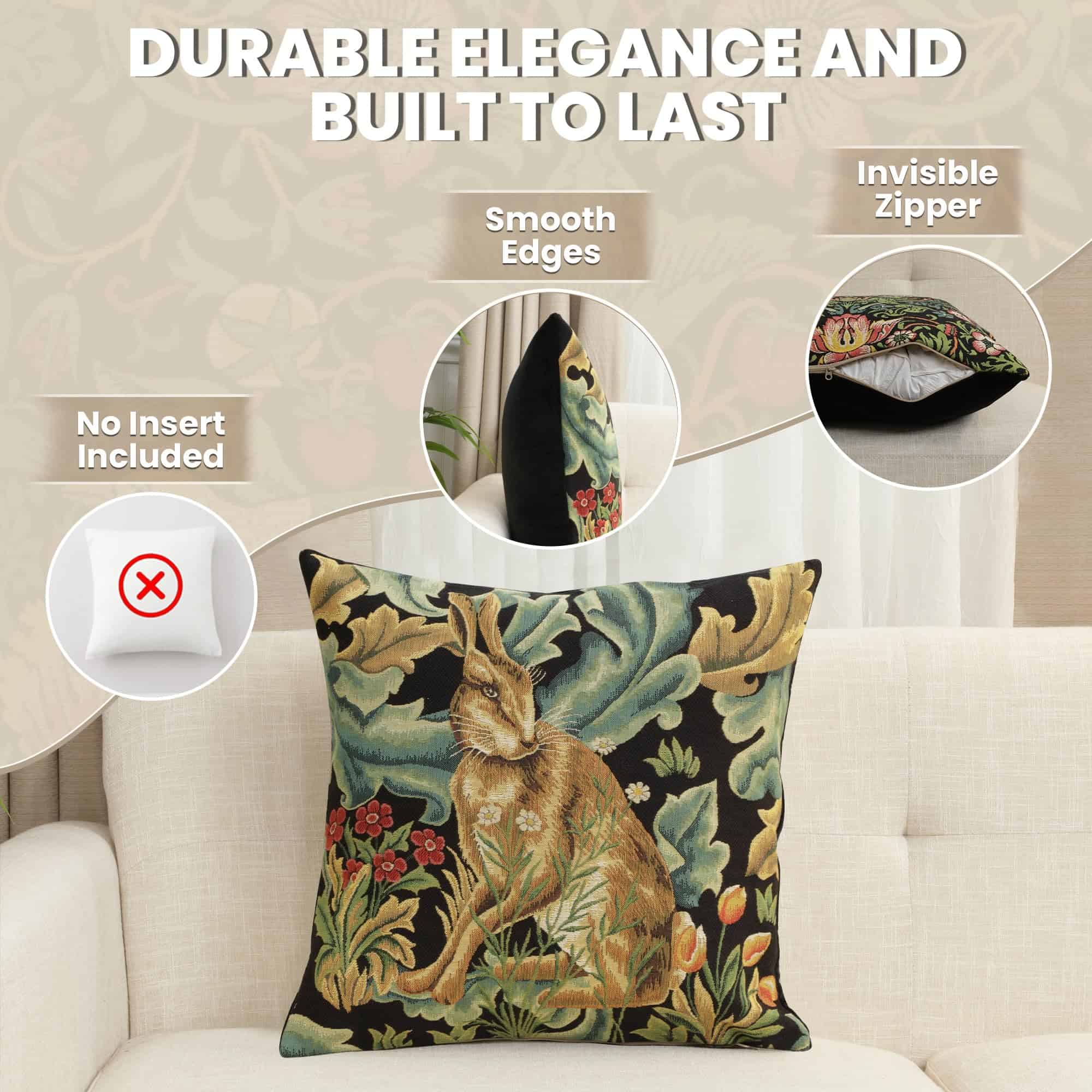 Fundas de Cojín Decorativas Charlotte Home -Liebre Marrón - Imagen 3