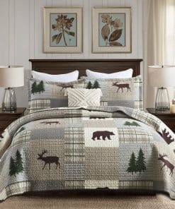 Juego de Colchas de 3 Piezas 100% Algodón Cozy Cabin Ligero