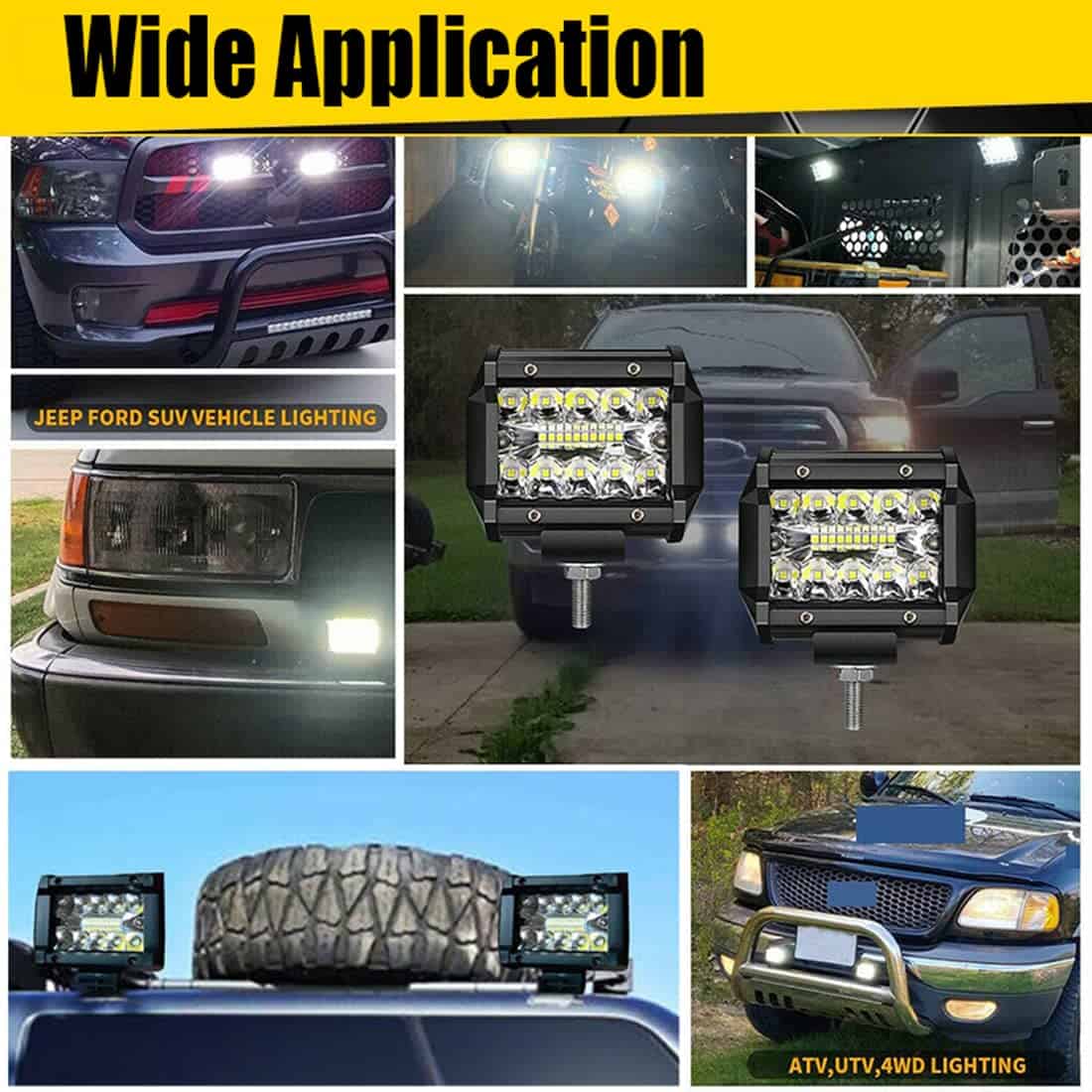 MUVKQC Luz de trabajo LED, 20 piezas 4 pulgadas Triple Fila - Imagen 9