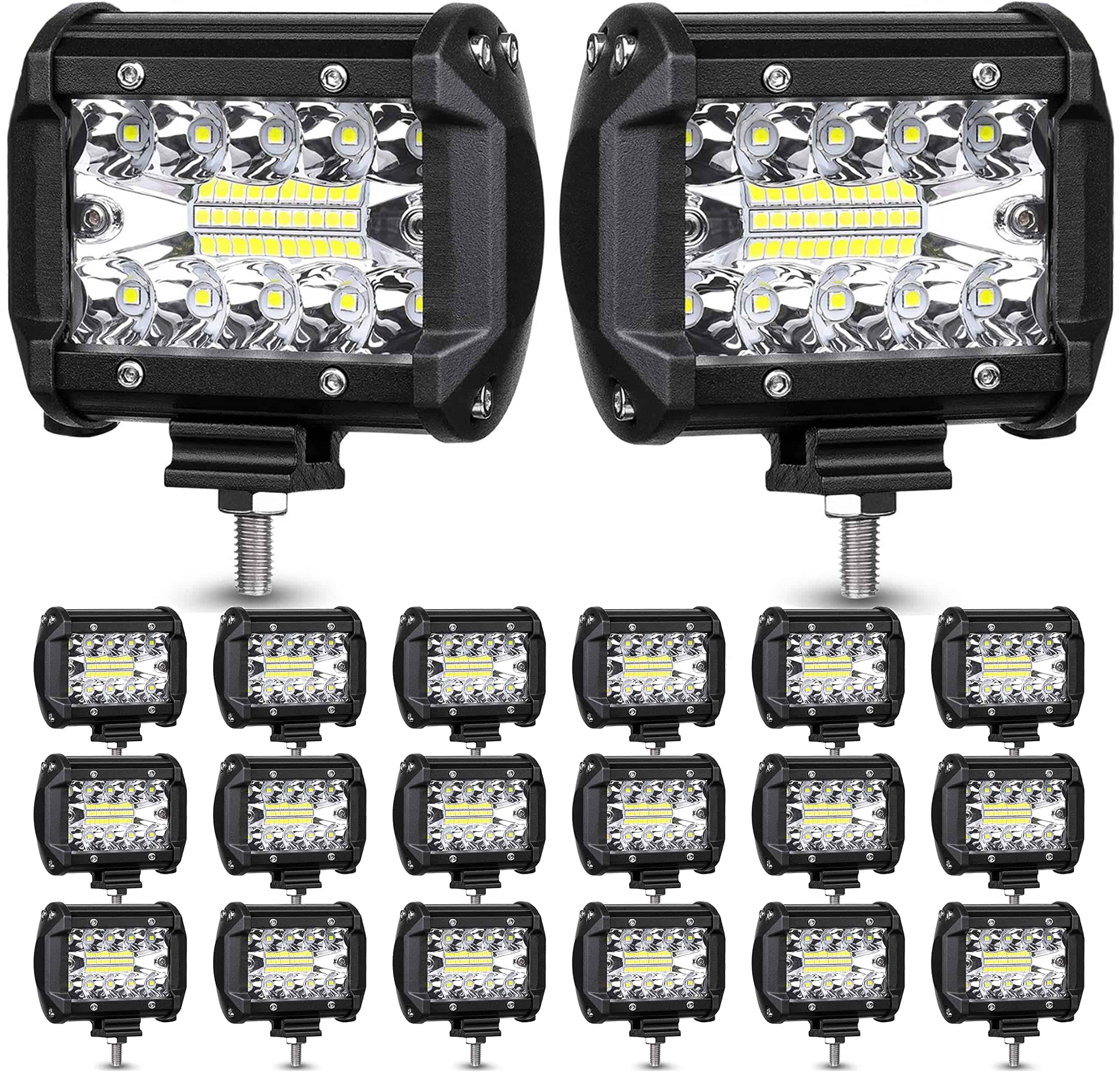 MUVKQC Luz de trabajo LED, 20 piezas 4 pulgadas Triple Fila