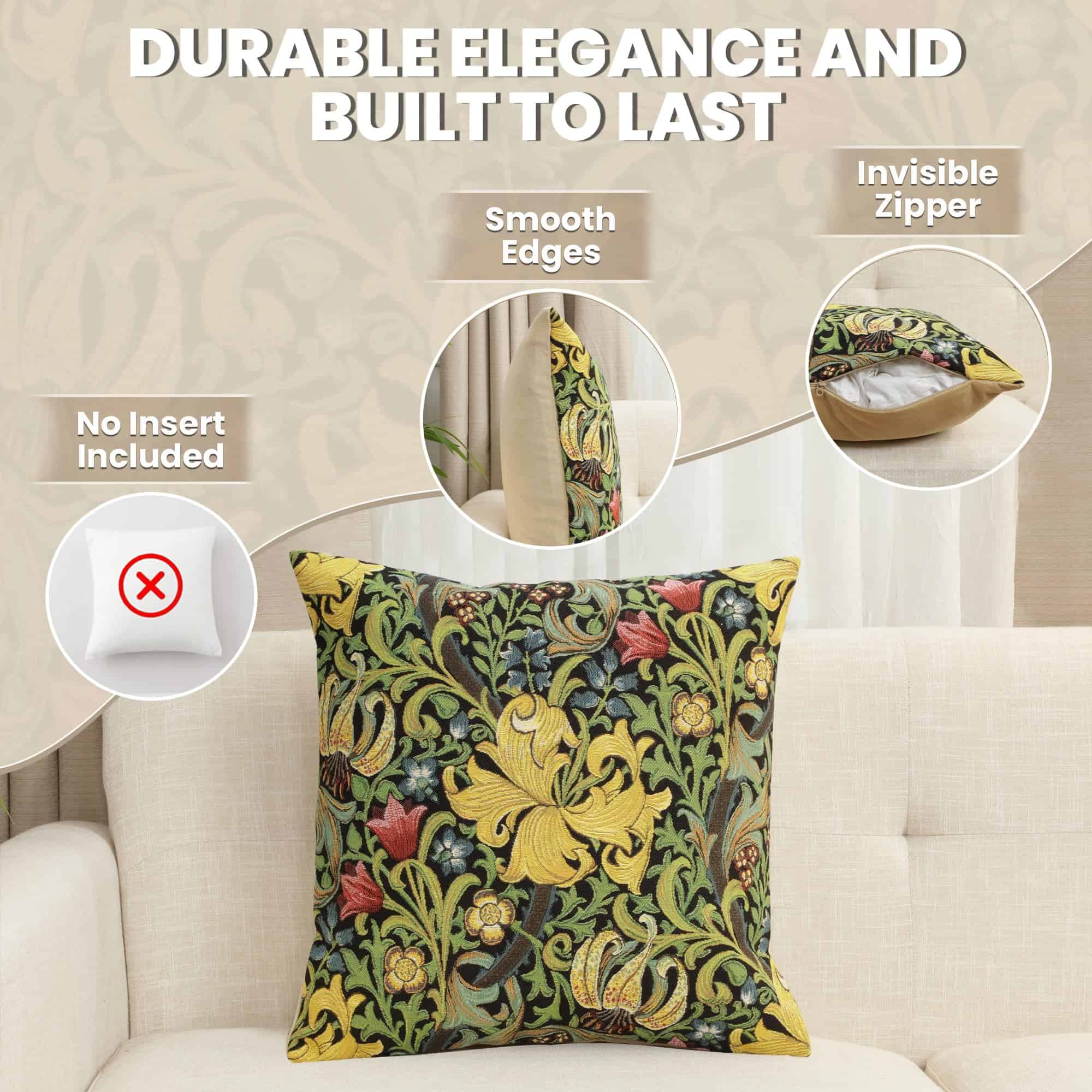 Fundas de Cojín Decorativas Charlotte Home -Lirio Dorado - Imagen 3