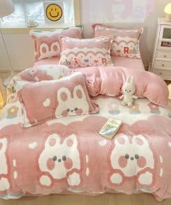 LMONMOO Funda de Edredón Rosa Tamaño Queen, Juego de Funda