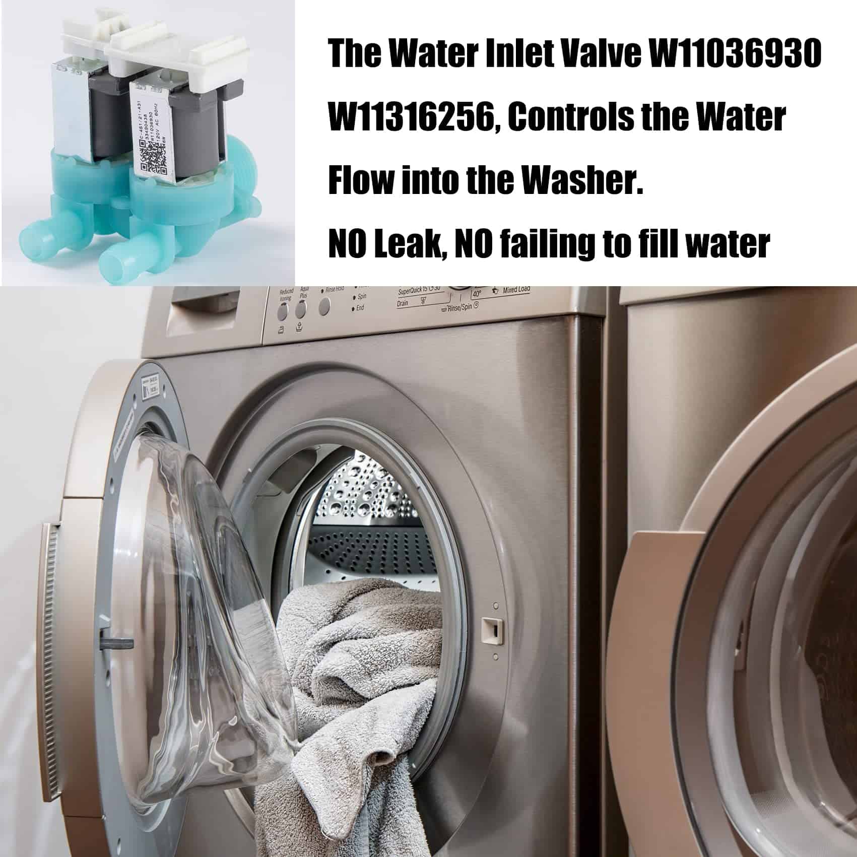 Válvula de Entrada de Agua para Lavadora W11036930 - Imagen 4