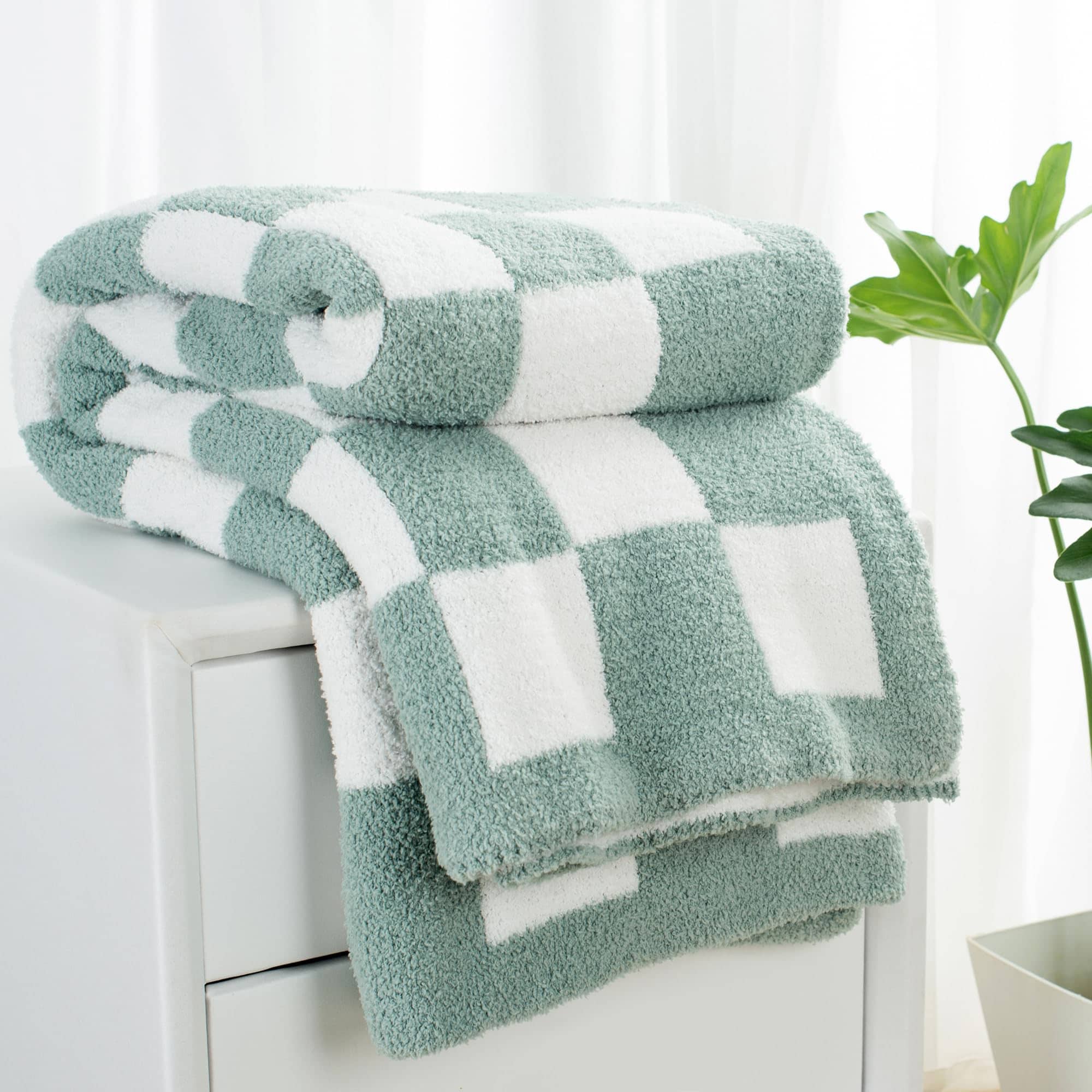 Manta a Cuadros Carriediosa 50" X 60", 400GSM -Verde Salvia