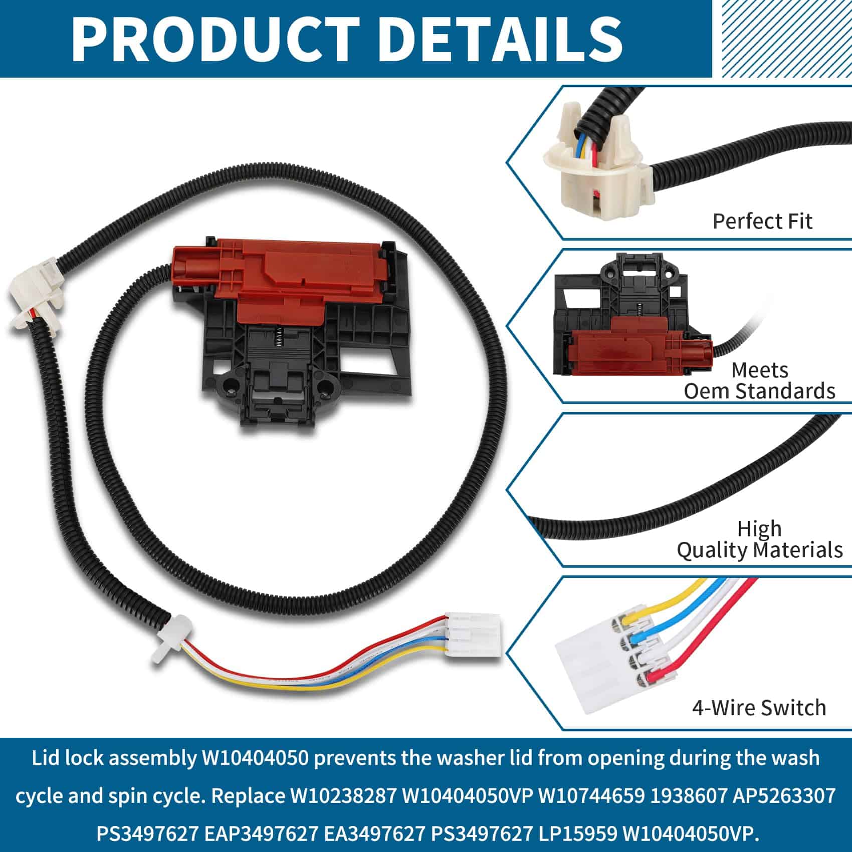 Bloqueo de tapa de lavadora W10404050 W10238287 actualizado - Imagen 3