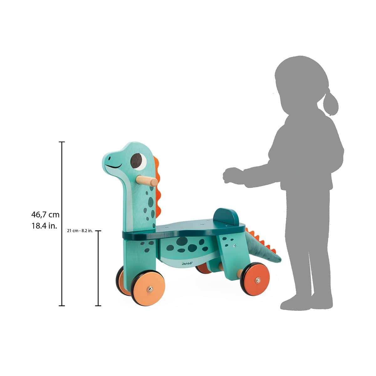 Janod Dino Babies Portosaurus Dinosaur Ride-On 21 cm Altura - Imagen 4