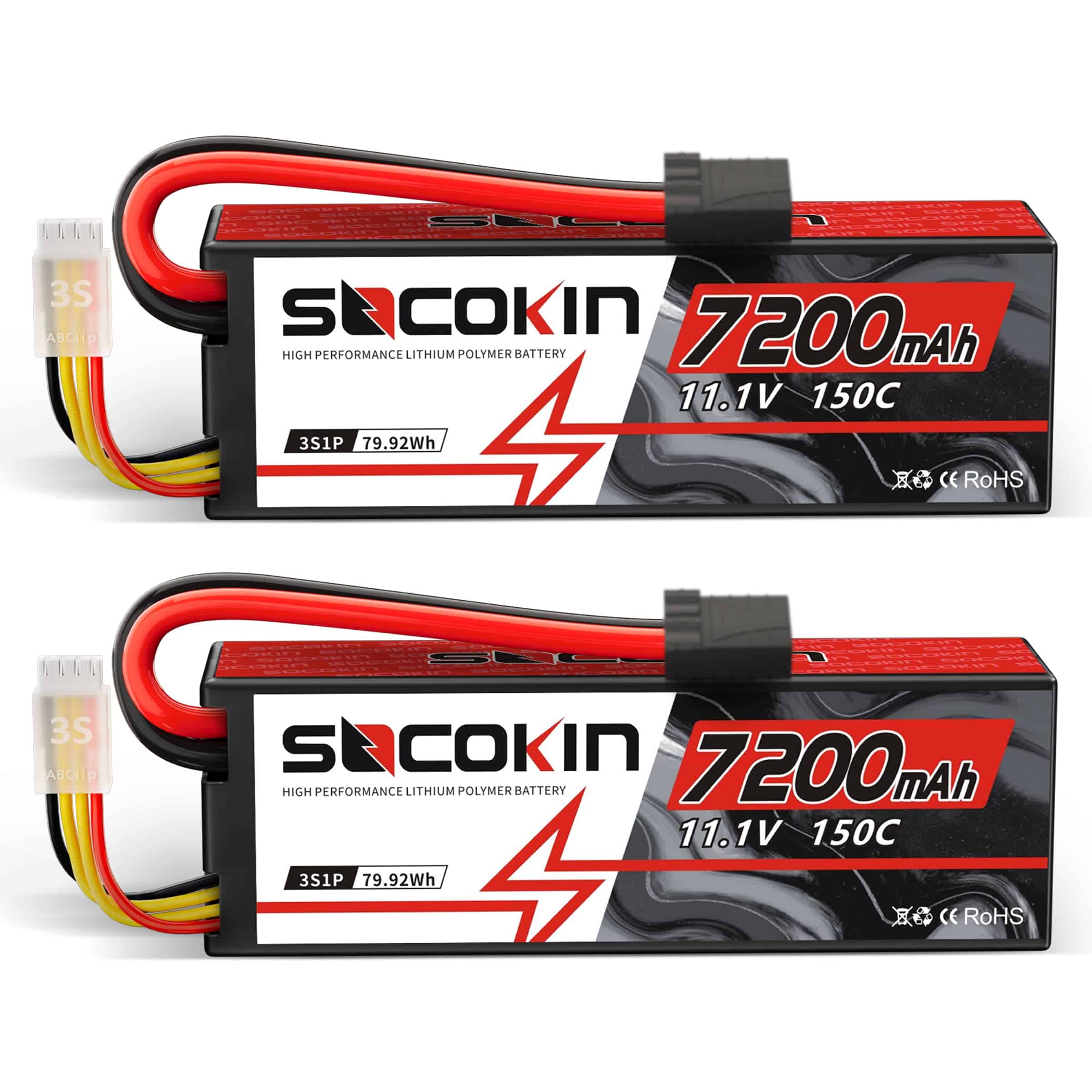 Batería de Lipo 3S Socokin 11.1V 7200mAh 150C Batería de