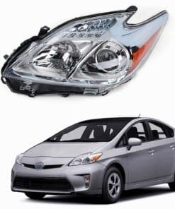 Faros Delanteros Halógenos Cromados para Toyota Prius 2012