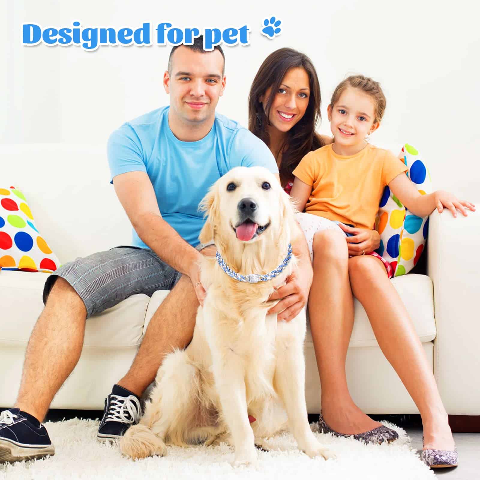 Collar de Cadena de Perro de 18 Pulgadas con Brillo Azul - Imagen 8