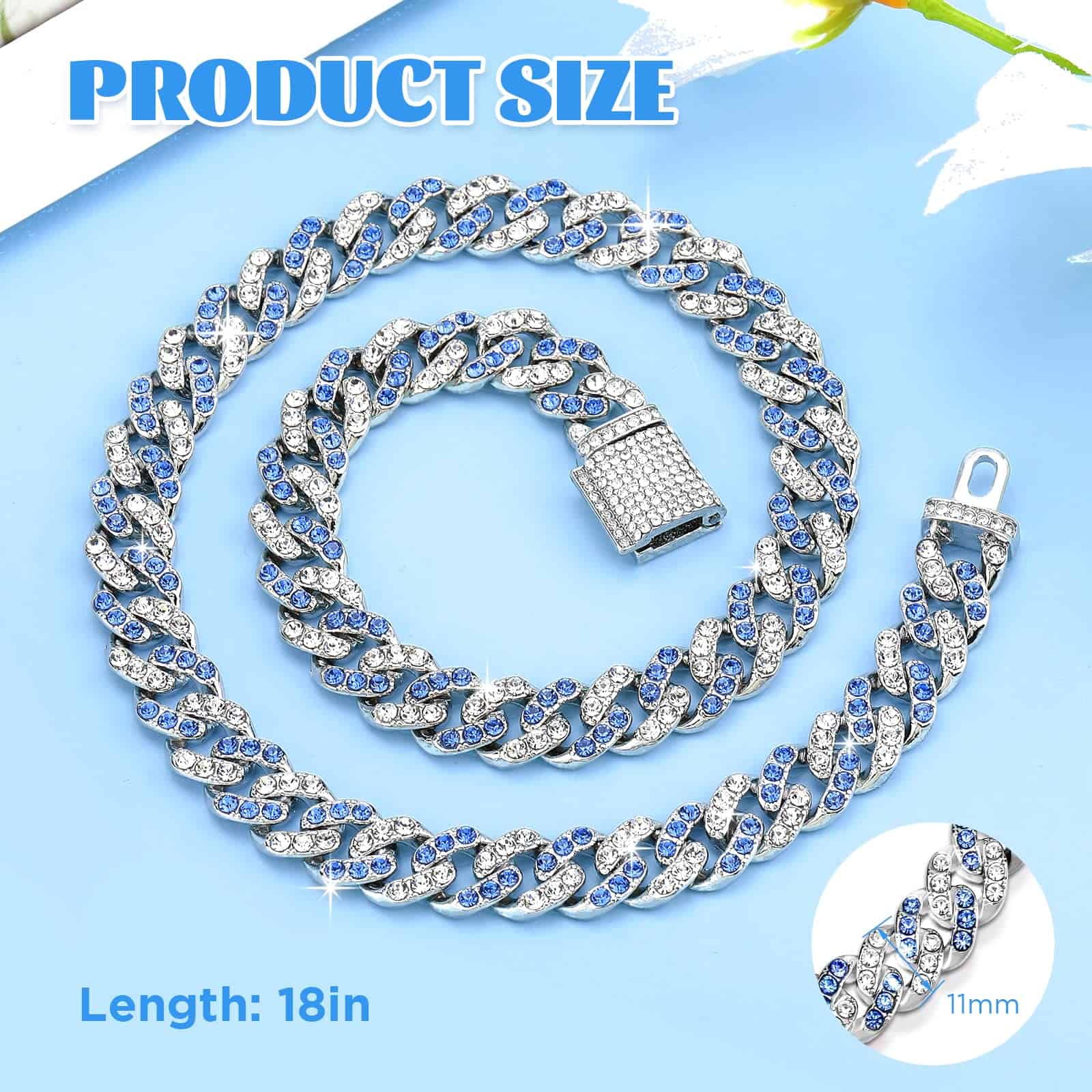 Collar de Cadena de Perro de 18 Pulgadas con Brillo Azul - Imagen 5