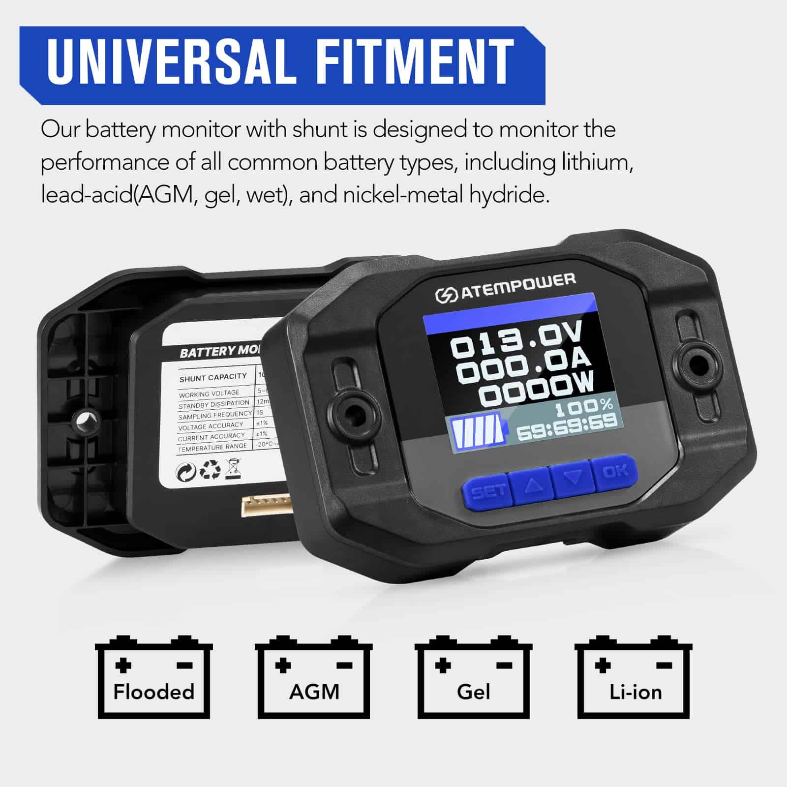 ATEM POWER Monitor de Batería 12V 100A con Cable de - Imagen 8