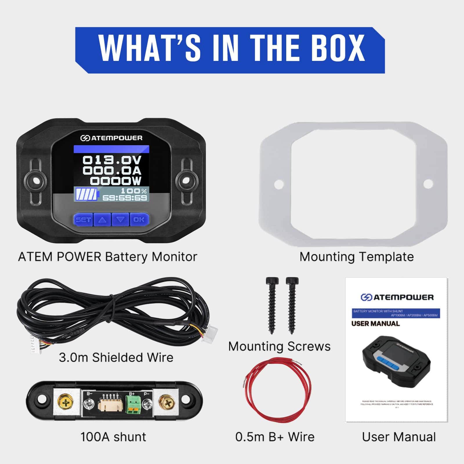ATEM POWER Monitor de Batería 12V 100A con Cable de - Imagen 9