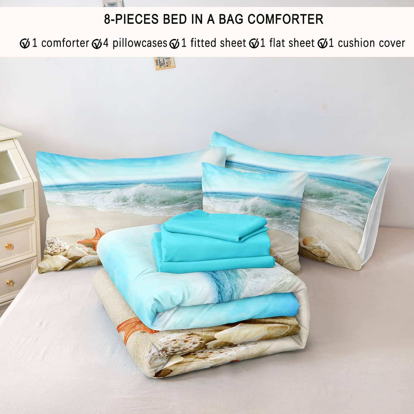 Conjunto de Ropa de Cama Costera Bedbay 8 Piezas Juego de - Imagen 8