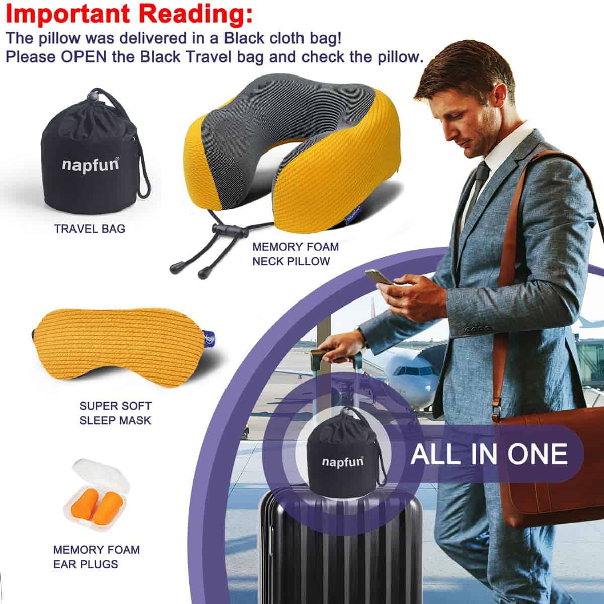 Almohada de Cuello napfun para Viaje, Almohada de Viaje - Imagen 7