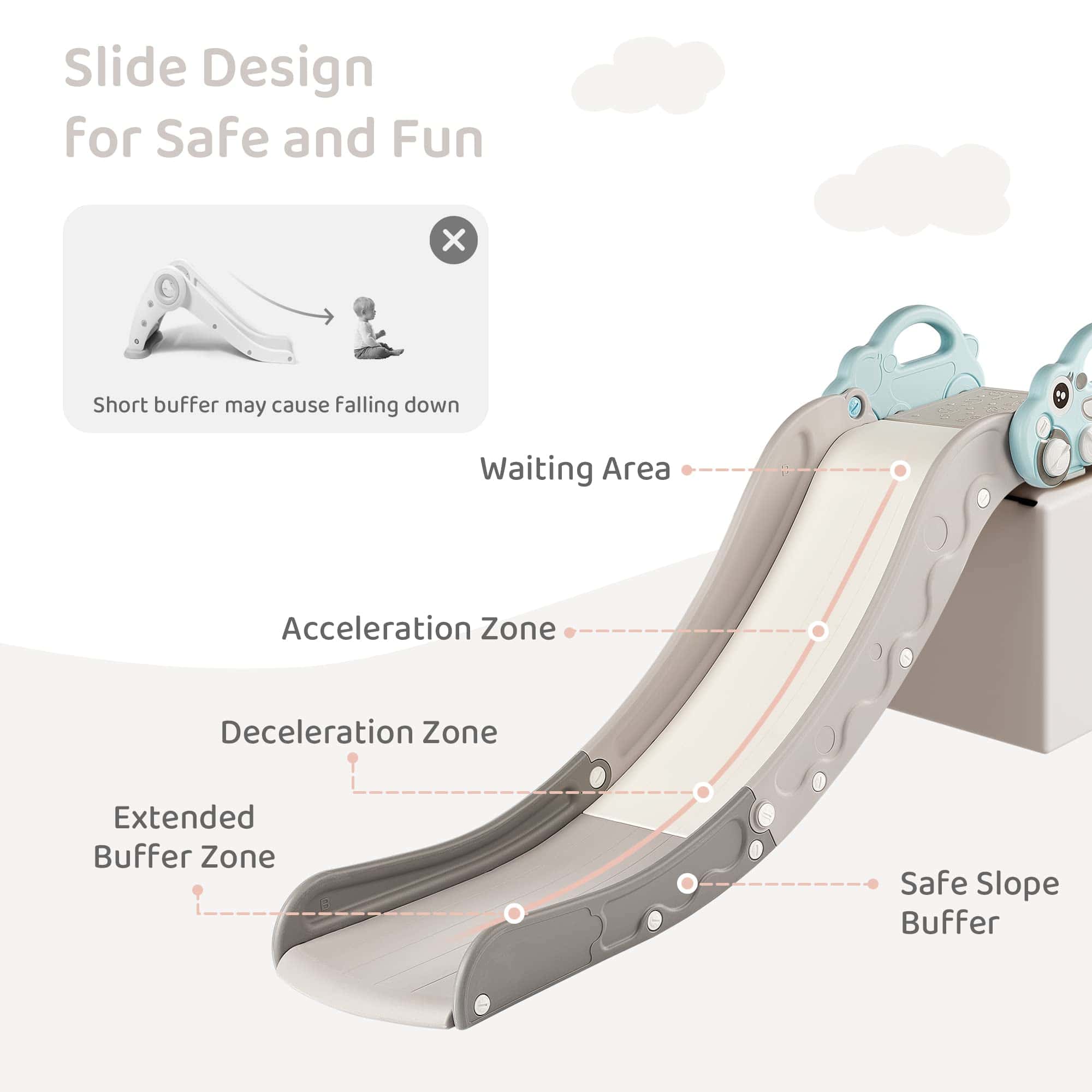 Resbaladilla para niños pequeños con forma de nube para - Imagen 6
