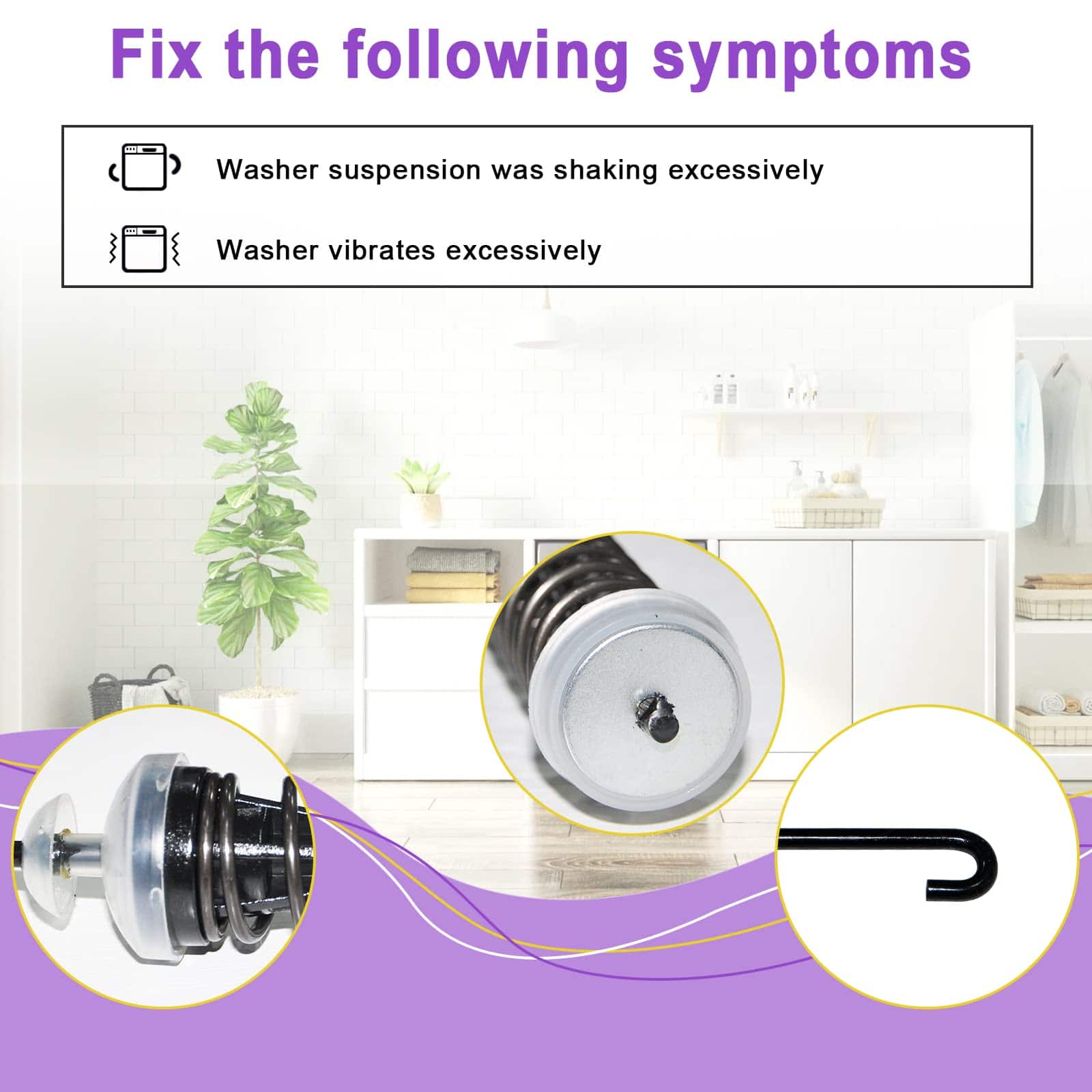 Kit de varilla de suspensión para lavadora DEEKOOL - Imagen 3