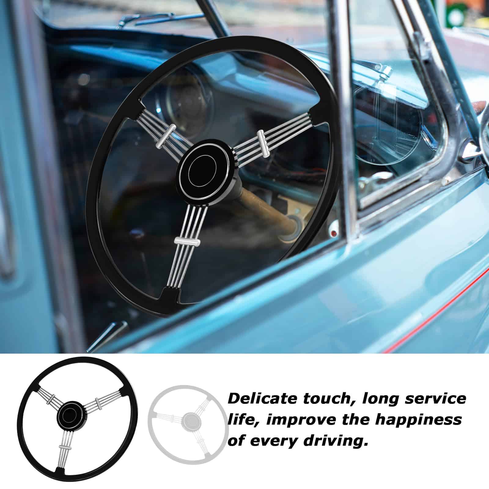 Volante Retro Clásico Estilo con Diseño de Banjo Negro de - Imagen 5