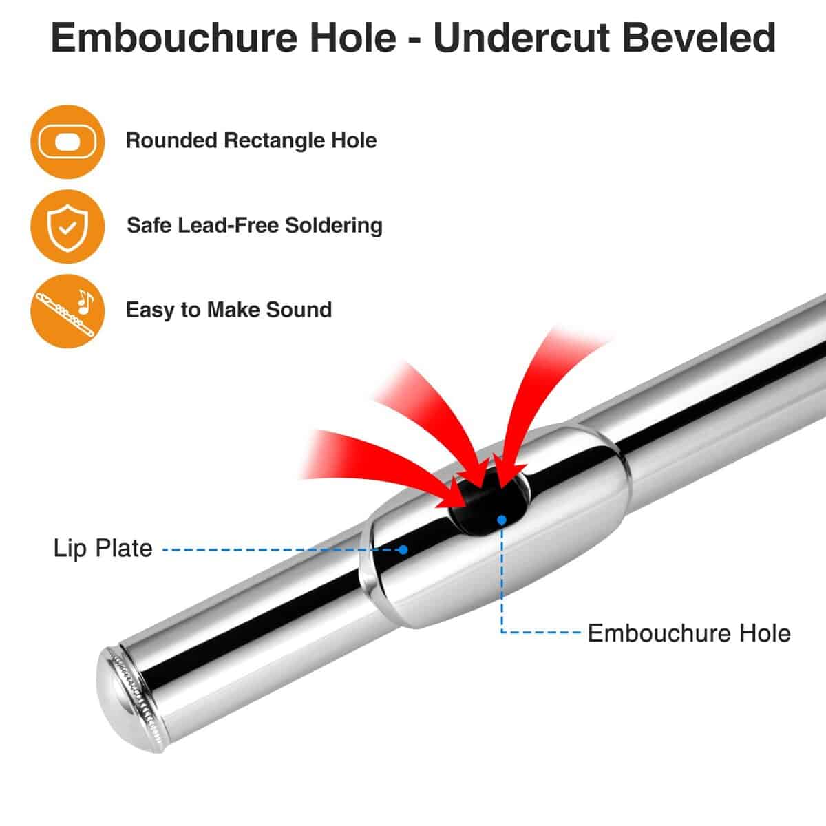 Flauta C de Orificio Abierto POGOLAB, 16 Llaves para - Imagen 4