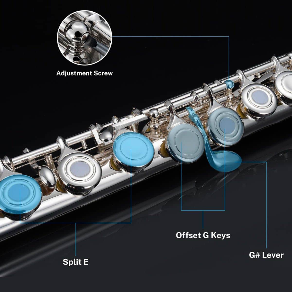 Flauta C de Orificio Abierto POGOLAB, 16 Llaves para - Imagen 6