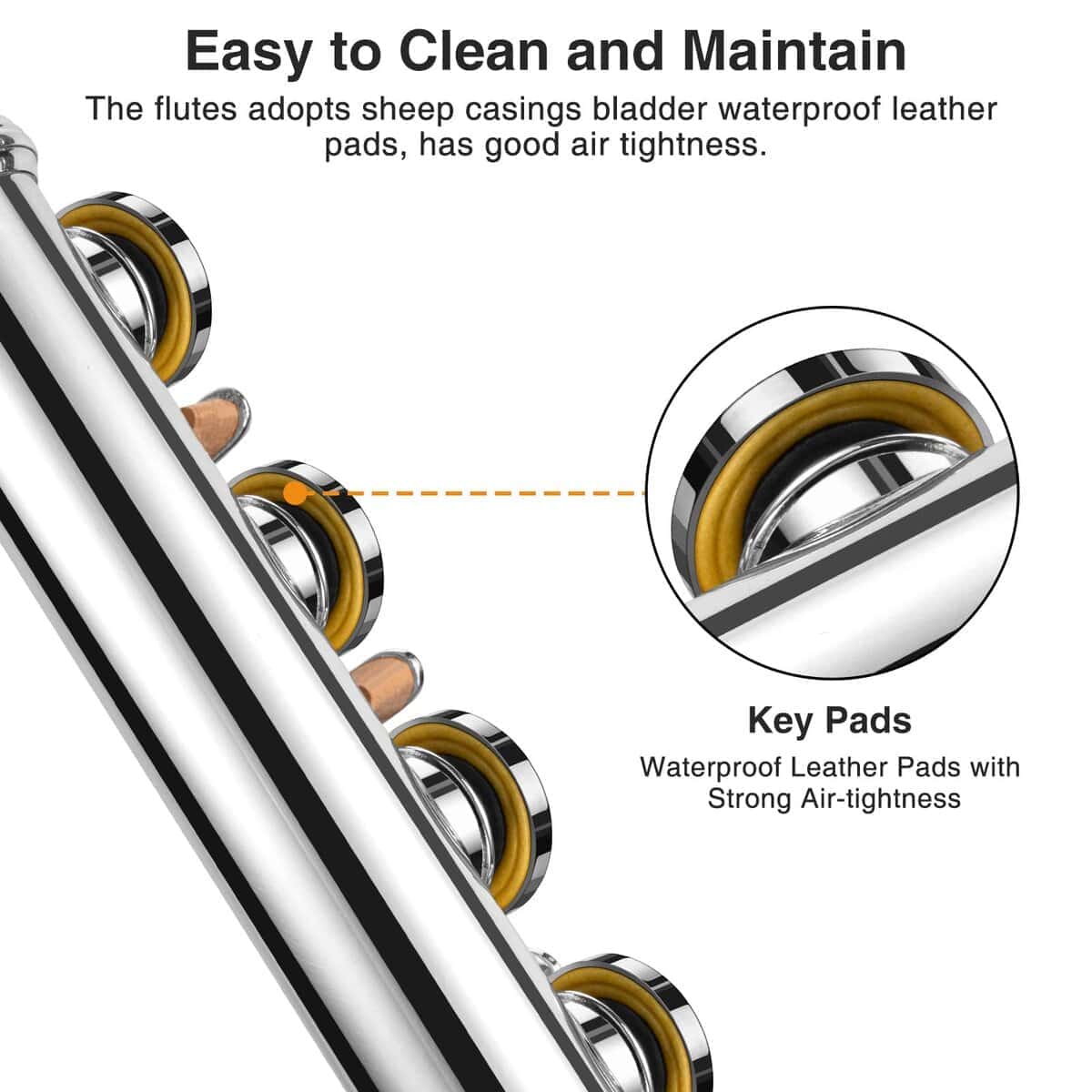 Flauta C de Orificio Abierto POGOLAB, 16 Llaves para - Imagen 5