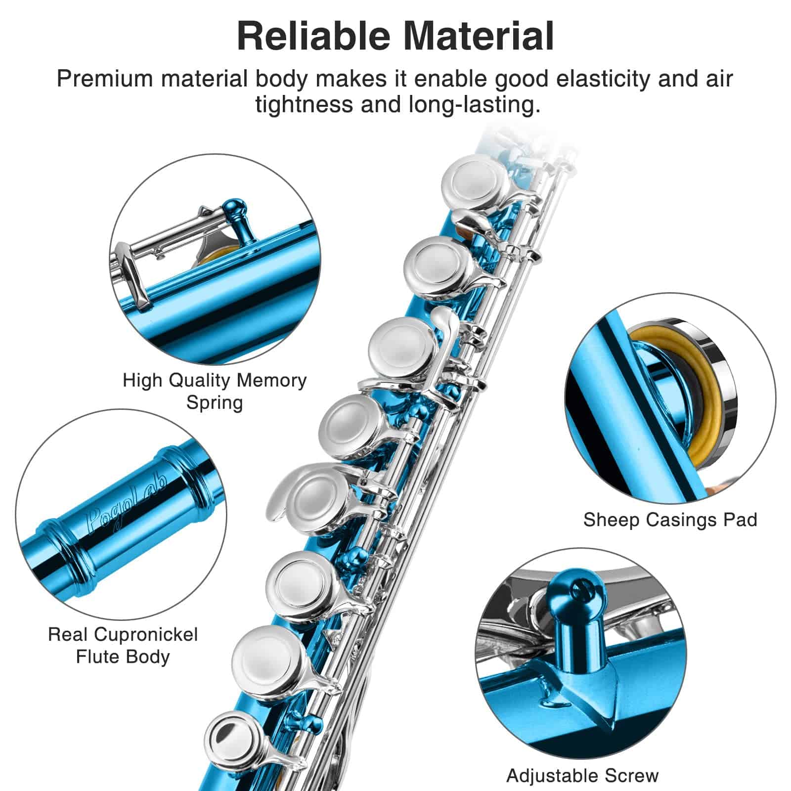 Flauta POGOLAB, Agujero C Cerrado 16 Llaves Instrumento de - Imagen 3