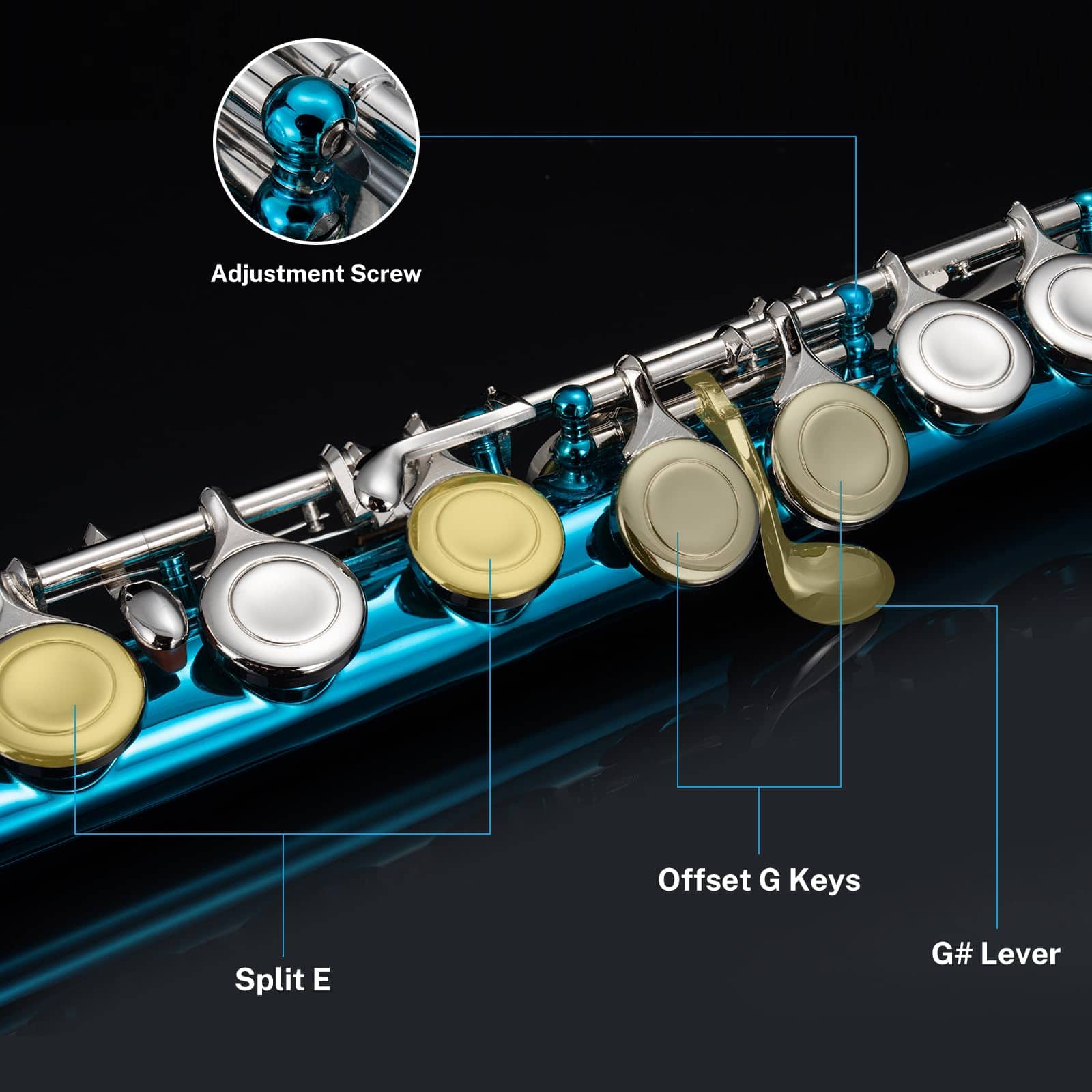 Flauta POGOLAB, Agujero C Cerrado 16 Llaves Instrumento de - Imagen 6
