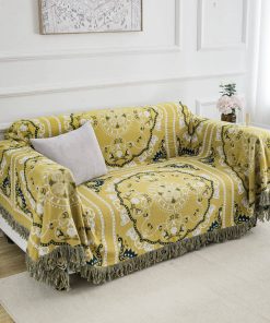 Manta Amarilla Boho Y-PLWOMEN para Sofá 90"x98", 100%