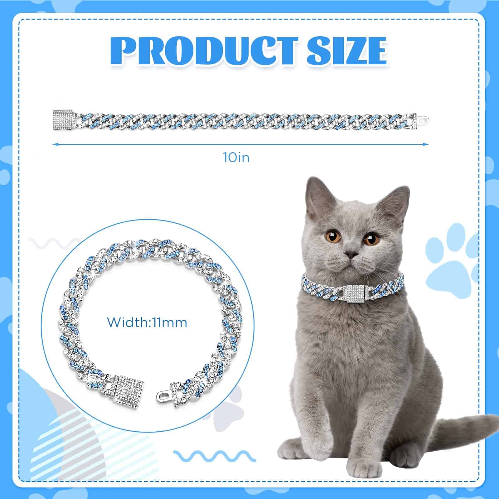 Collar de Cadena Brillante de 18 pulgadas para Perros Teal - Imagen 3