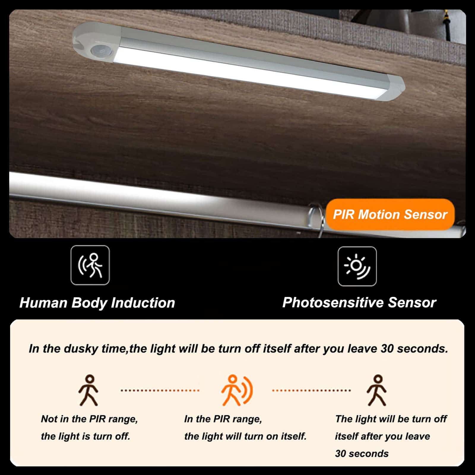 Barra de luz interior LED DUNTUO con sensor de movimiento - Imagen 3
