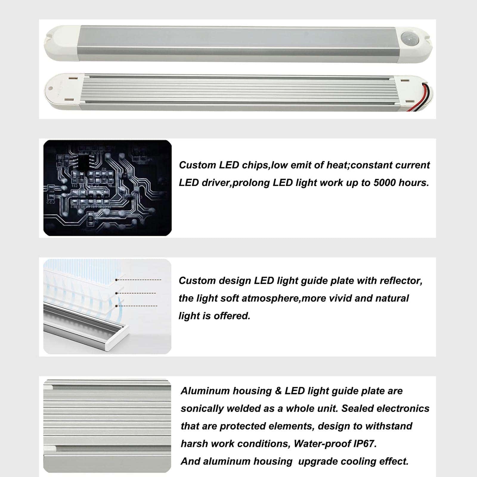 Barra de luz interior LED DUNTUO con sensor de movimiento - Imagen 8