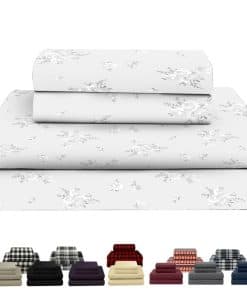 Juego de sábanas de franela de doble -Gris Petalo Bonito