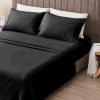 Juego de Sábanas de Microfibra Negras de 4 Piezas para Cama