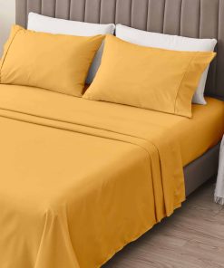 Juego de sábanas de microfibra amarillo de 4 piezas Great