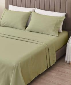 Juego de sábanas de microfibra verde de 3 piezas para cama