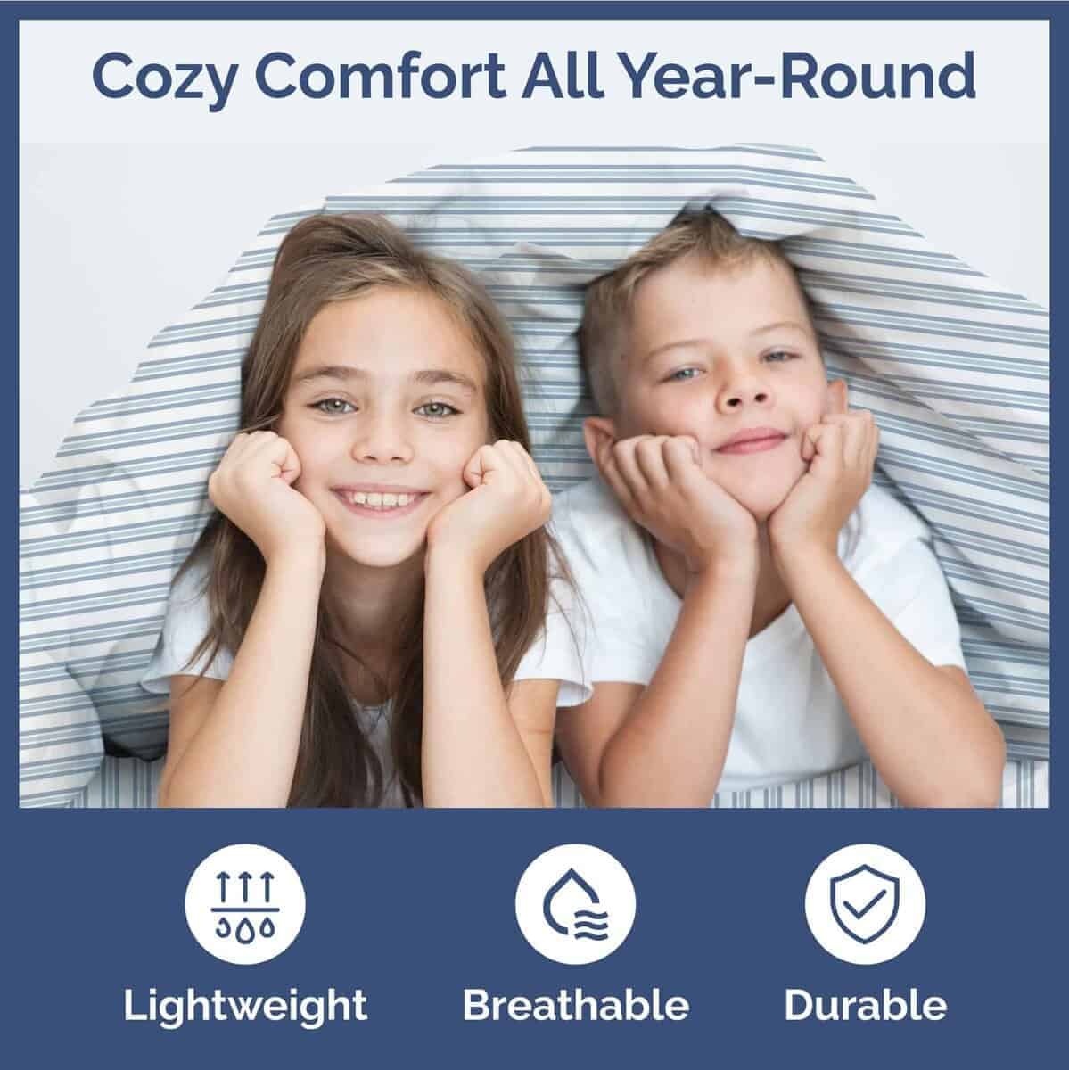 Juego de Sábanas Queen de 4 Piezas para -Azul con Rayas - Imagen 4