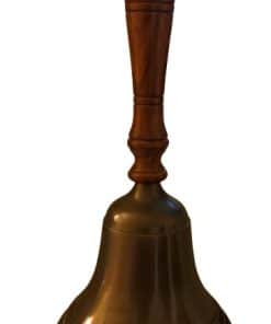 Campana de latón náutica antigua con mango de madera 5.5" -