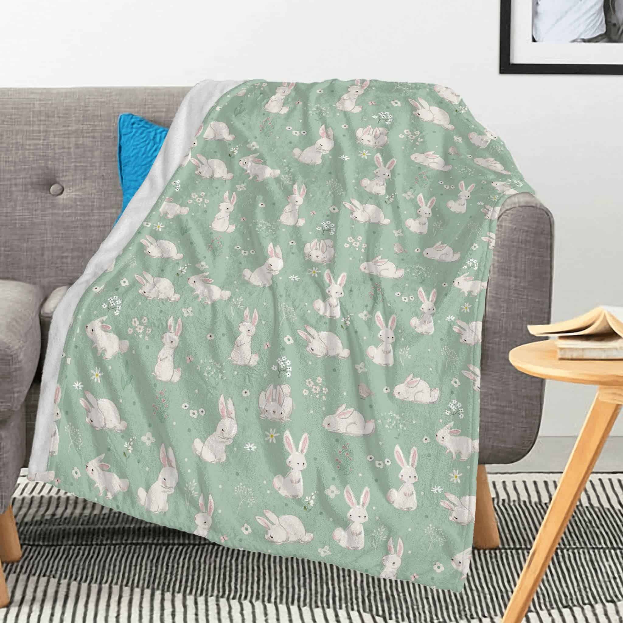 Manta de Pascua de lujo suave Conejito lindo Flor de