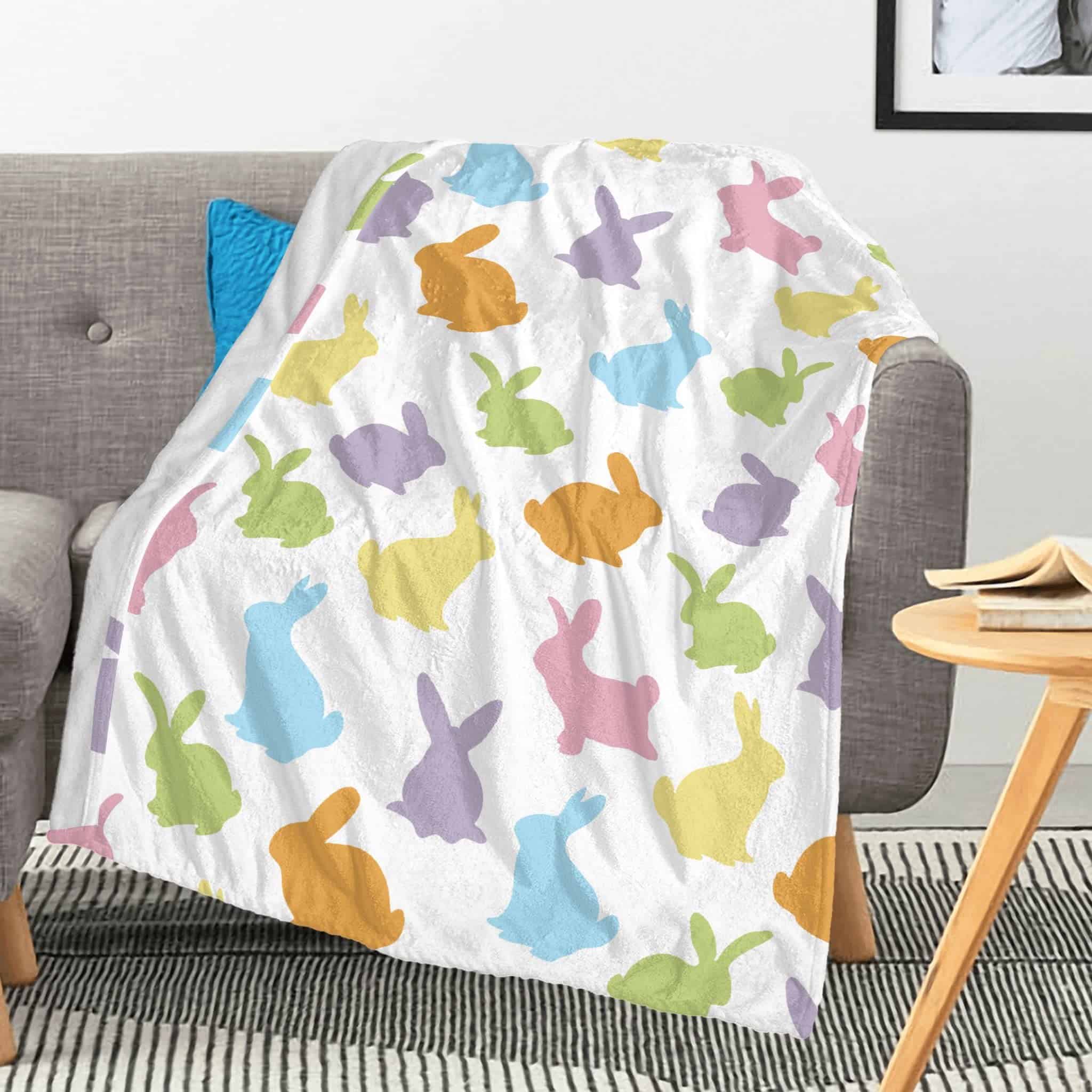 Manta de Primavera Suave de Lujo de Conejito Colorido Lindo
