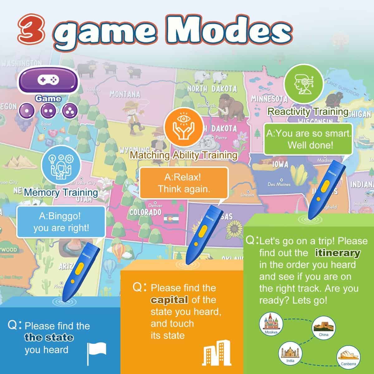 Mapa Bilingüe Interactivo Qiaojoy para Niños Mapa de EE. - Imagen 6