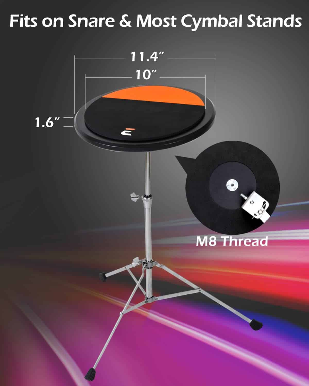 EHWD 10� Tambor Pad de Práctica, Doble Superficie y - Imagen 5