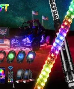 Nilight 2PCS 4FT RGB Luces de látigo LED y 4 PCS RGB Luces