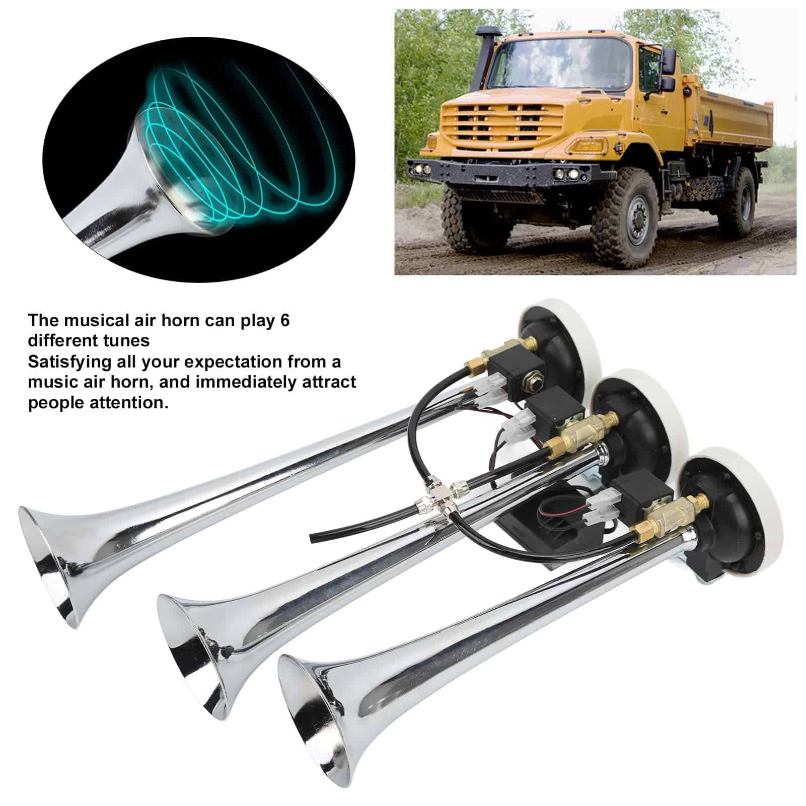 Trompeta Musical Car 3, DC 12V/24V Sonido Súper Fuerte - Imagen 5