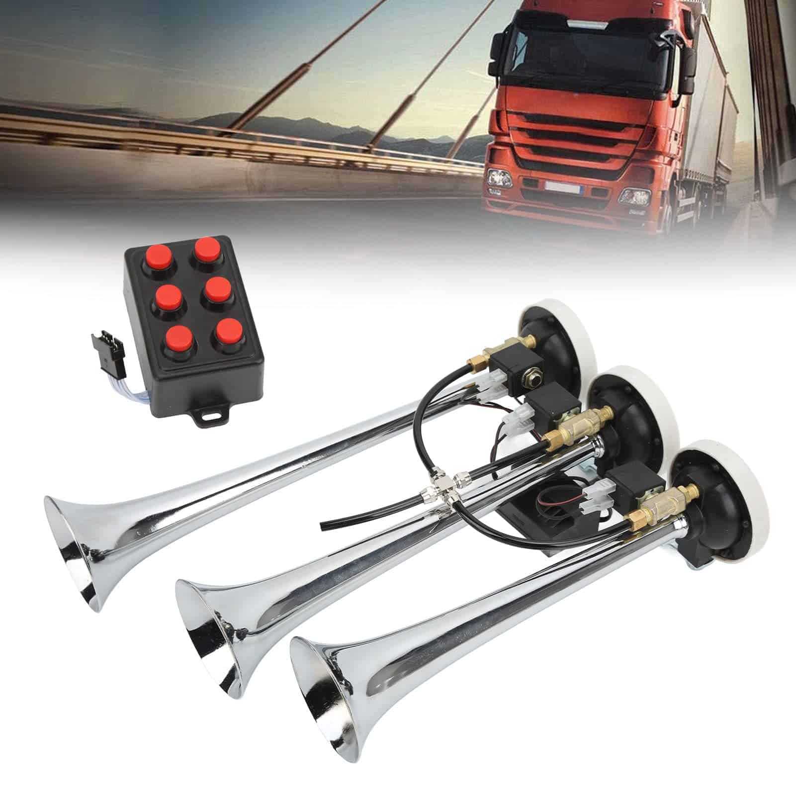 Trompeta Musical Car 3, DC 12V/24V Sonido Súper Fuerte - Imagen 6