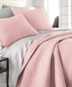 Set de Colcha Rosa King con 2 Fundas de Almohada, Colcha