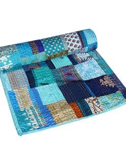 Colcha Kantha de Retazos DecorAvenue, Hecha a Mano en Seda,