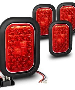 Kit de 4 luces de remolque rectangulares LED rojas TRUE