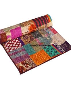 Colcha Kantha Patchwork de DecorAvenue, Hecha a Mano con