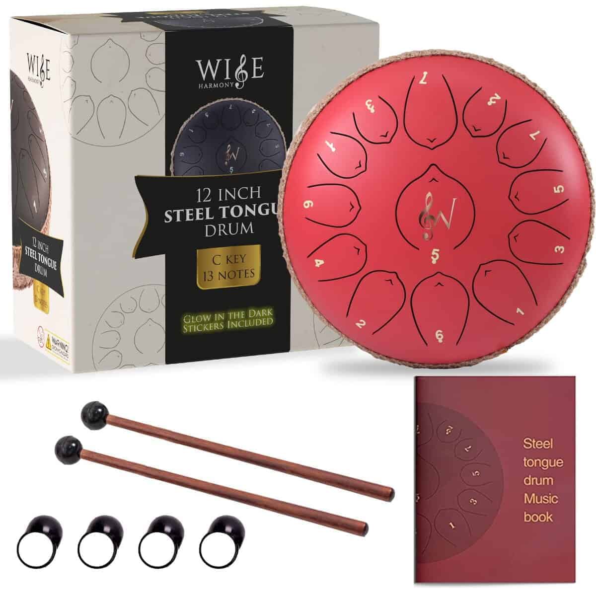 Steel Tongue Drum, Wise Harmony Steel Drum,12 Pulgadas 13