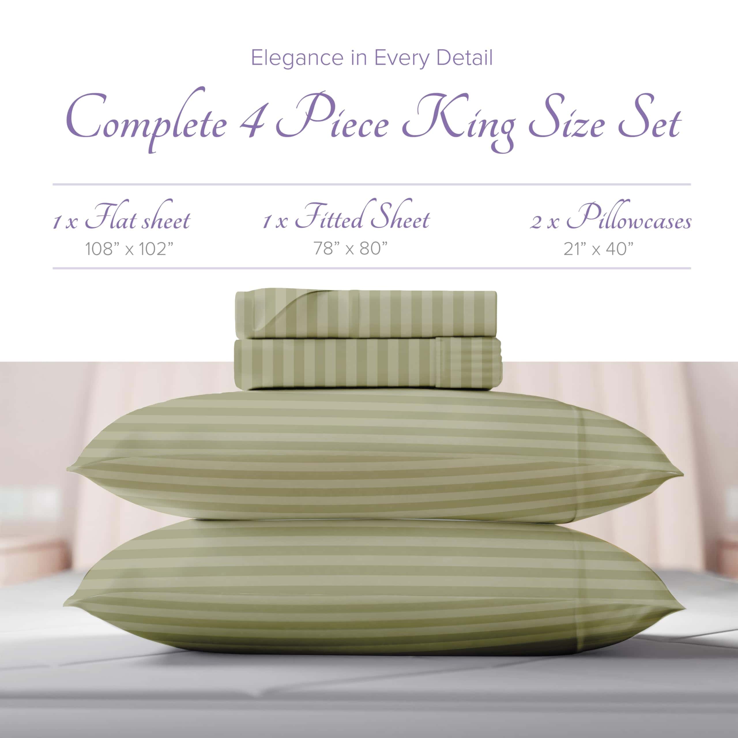 Juego de Sábanas Rayadas Carressa Linen Luxury Egyptian - Imagen 4